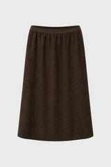 Brown Wool Feel Knee Length Skirt