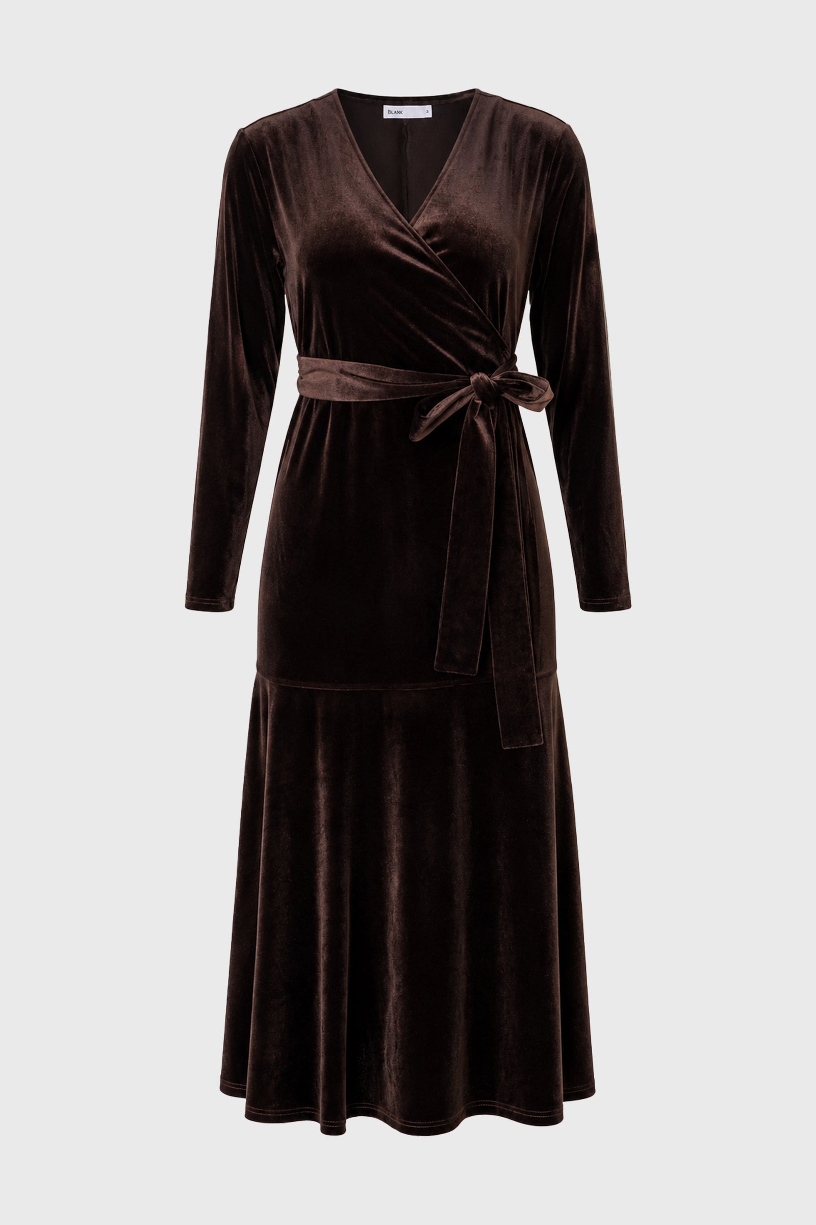 Brown Wrap Velour Maxi Dress – BLANK