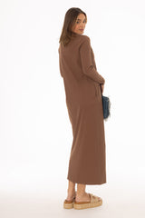 Brown Zipper Maxi Dress