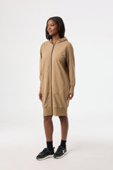 Brown Zipper Sweatshirt Dress