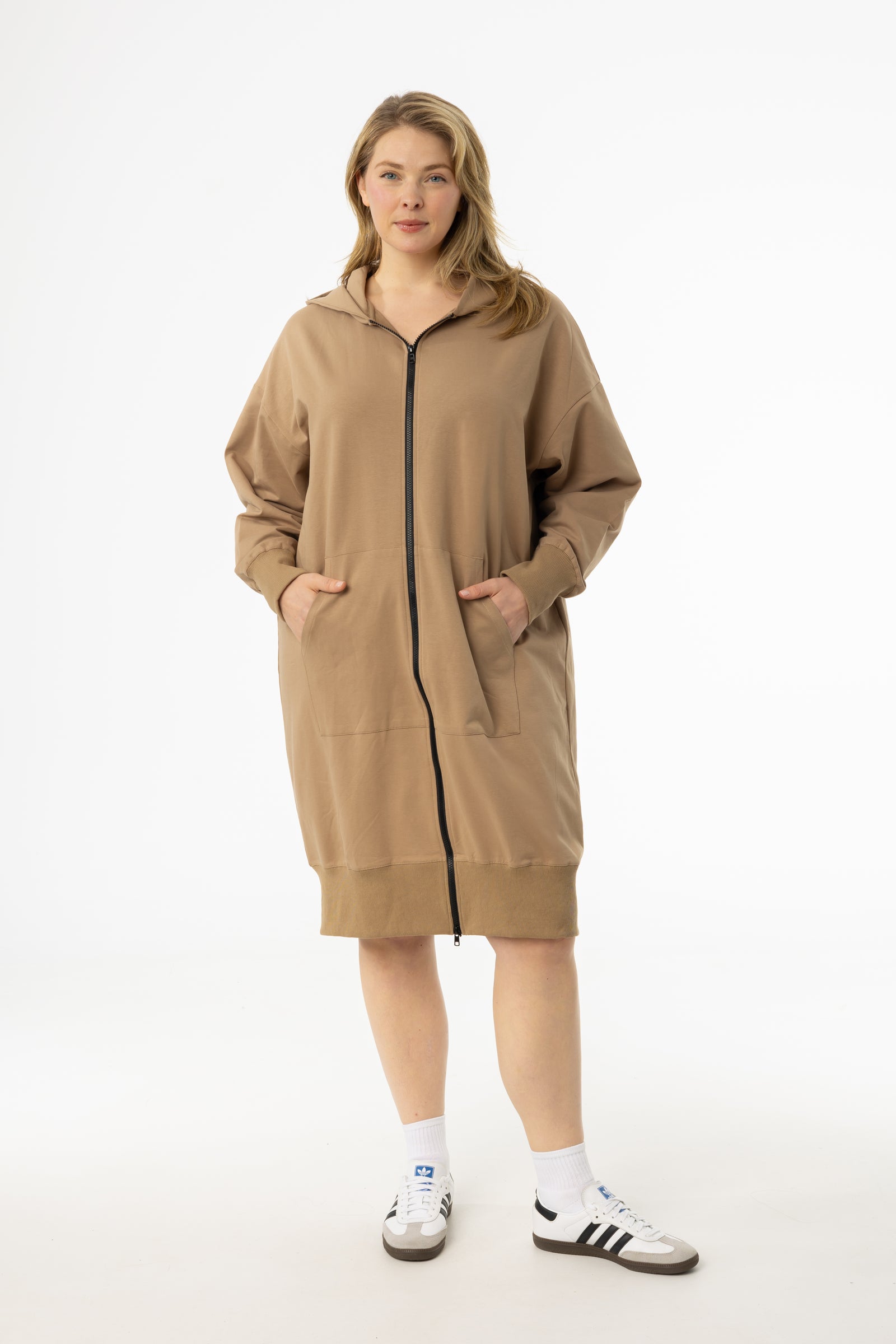 Brown Zipper Sweatshirt Dress BLANK Brown Zipper Sweatshirt Dress BLANK