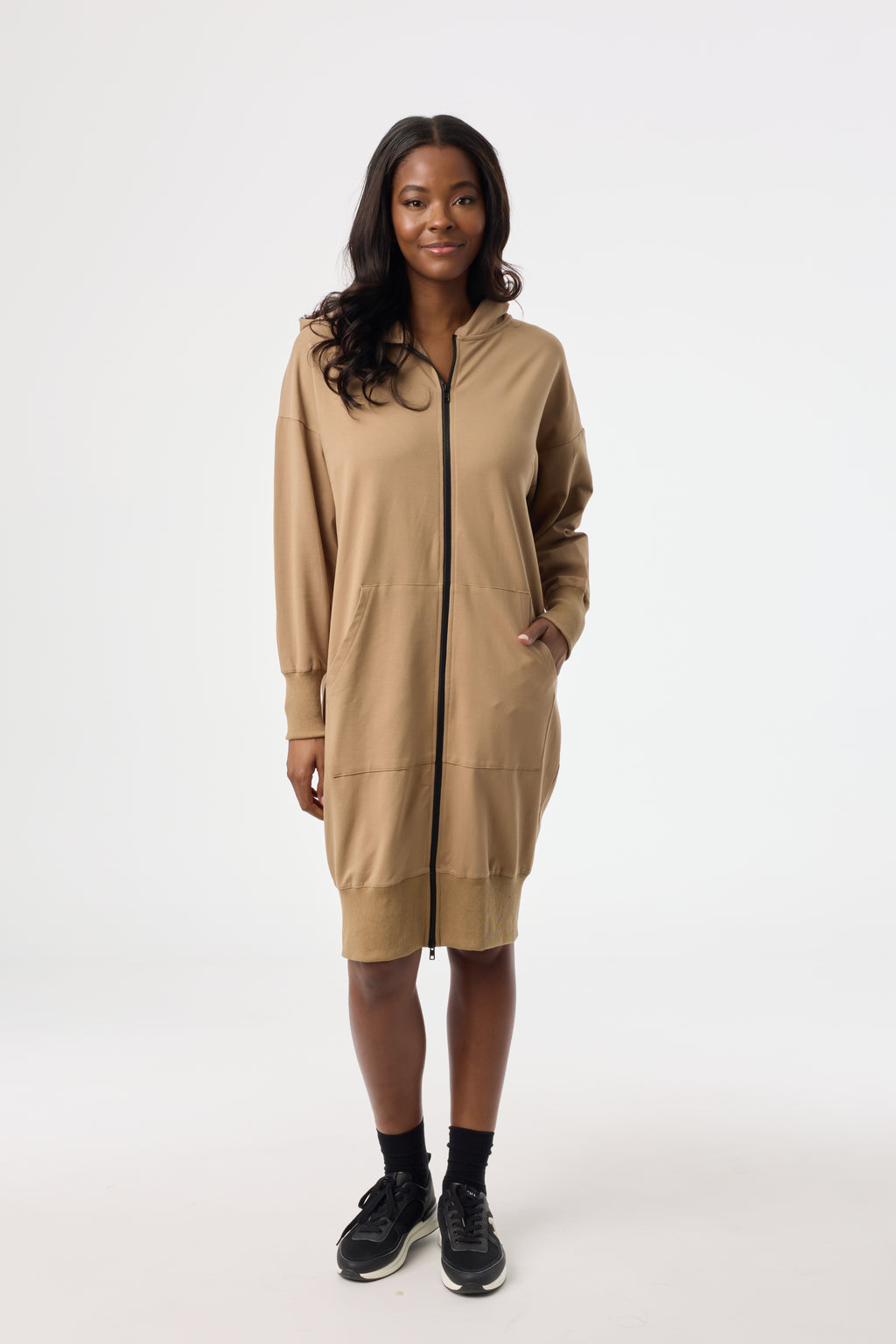 Brown Zipper Sweatshirt Dress BLANK Brown Zipper Sweatshirt Dress BLANK