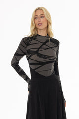 Brushstroke Mock Neck Top