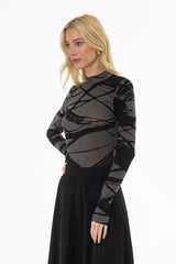 Brushstroke Mock Neck Top