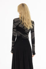 Brushstroke Mock Neck Top