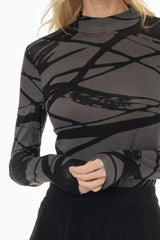 Brushstroke Mock Neck Top