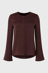 Burgundy Bell Sleeve Textured Blouse