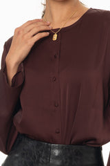 Burgundy Bell Sleeve Textured Blouse