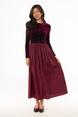 Burgundy Cardigan Combo Maxi Dress