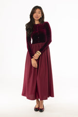 Burgundy Cardigan Combo Maxi Dress