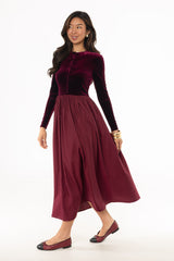 Burgundy Cardigan Combo Maxi Dress