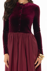 Burgundy Cardigan Combo Maxi Dress