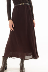 Burgundy Chiffon Flare Maxi Skirt