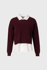 Burgundy Combo Blouse Sweater