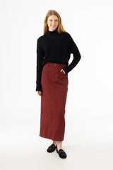 Burgundy Everyday Denim Skirt