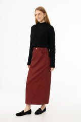 Burgundy Everyday Denim Skirt