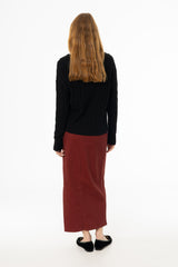 Burgundy Everyday Denim Skirt
