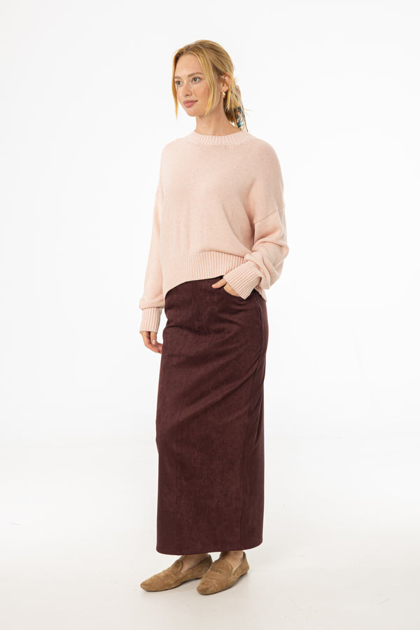 Burgundy Everyday Microsuede Skirt