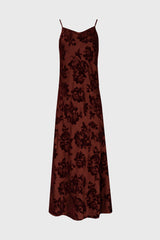 Burgundy Flower Print Velvet Slip Jumper