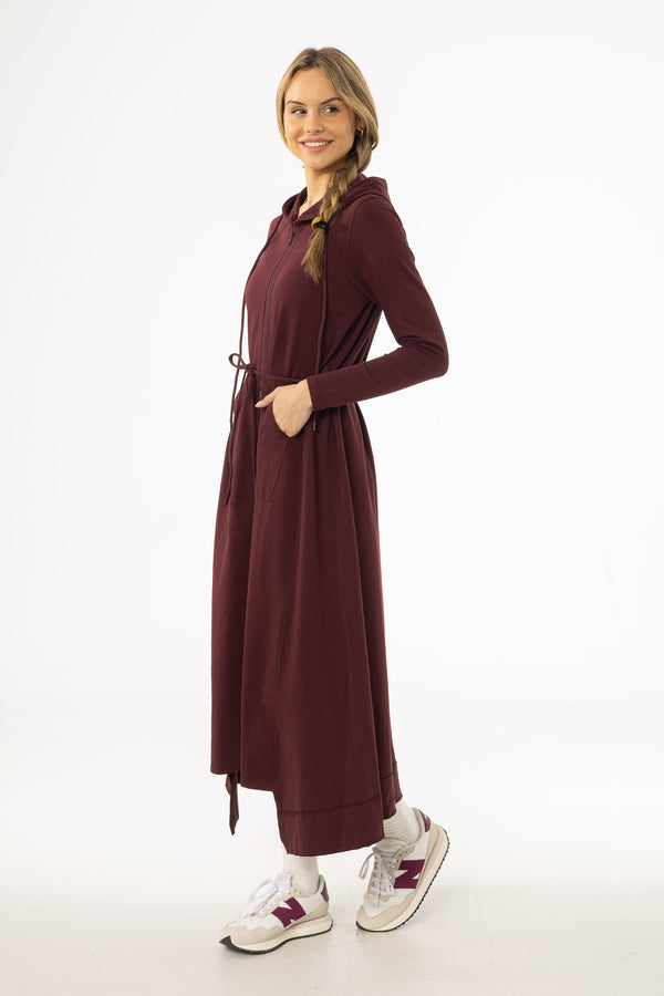 Burgundy Sweatshirt Maxi Dress