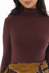 Burgundy Seamless Turtleneck Top