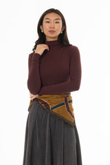 Burgundy Seamless Turtleneck Top