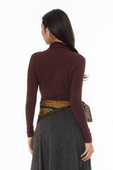 Burgundy Seamless Turtleneck Top