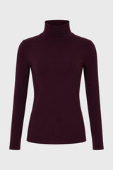 Burgundy Solid Turtleneck Top