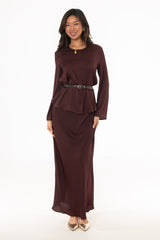 Burgundy Textured Slip Skirt
