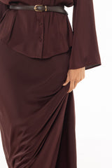 Burgundy Textured Slip Skirt