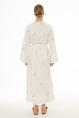 Cream Sprig Embroidered Maxi Dress