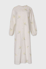 Cream Sprig Embroidered Maxi Dress