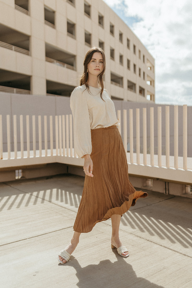 Brown Crinkle Skirt