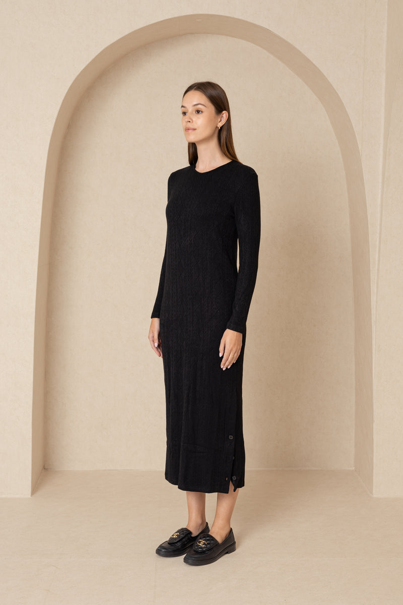 Black Cable Knit Maxi