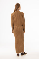 Camel Cable Knit Skirt