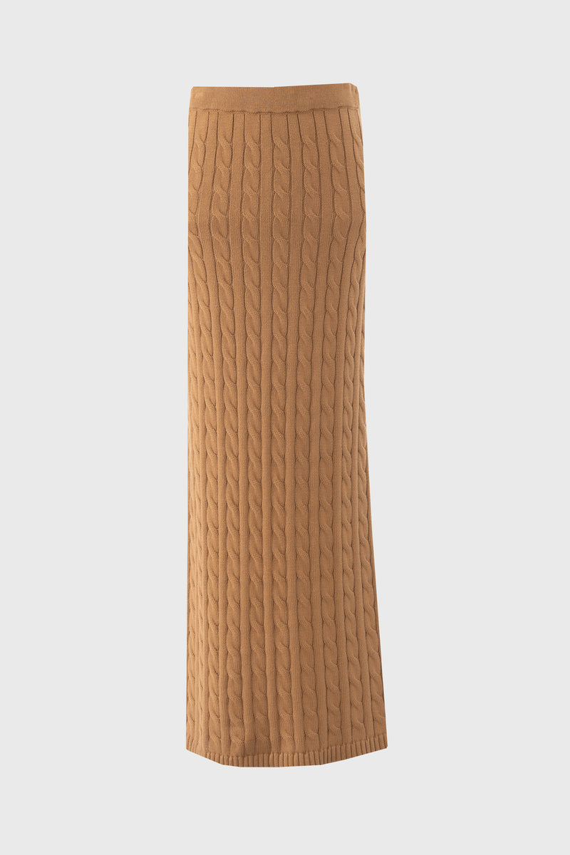 Camel Cable Knit Skirt