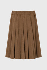 Camel Herringbone Pleated Skirt