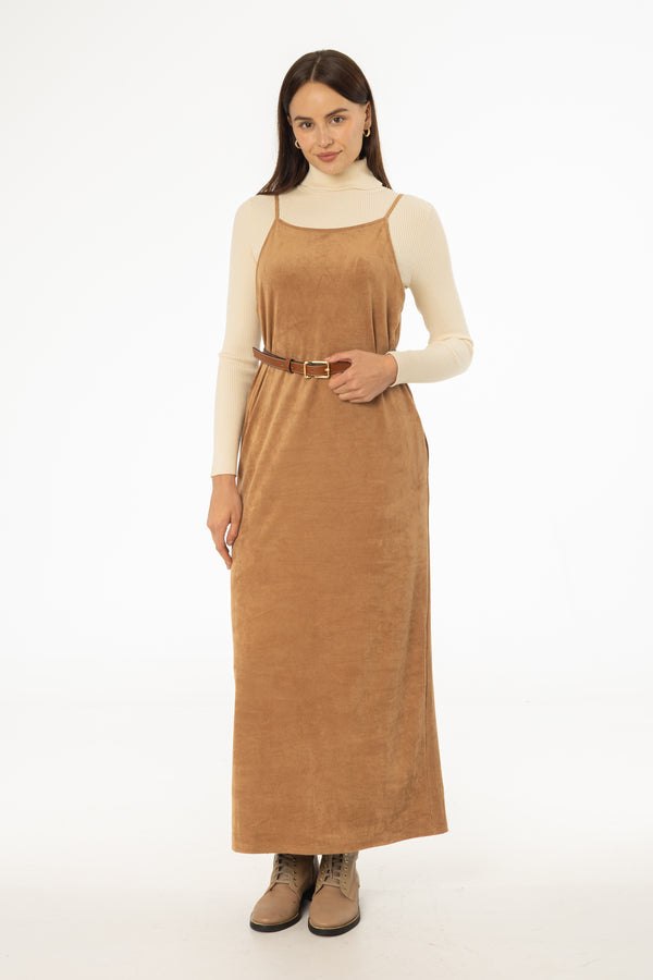 Camel Microsuede Maxi Jumper