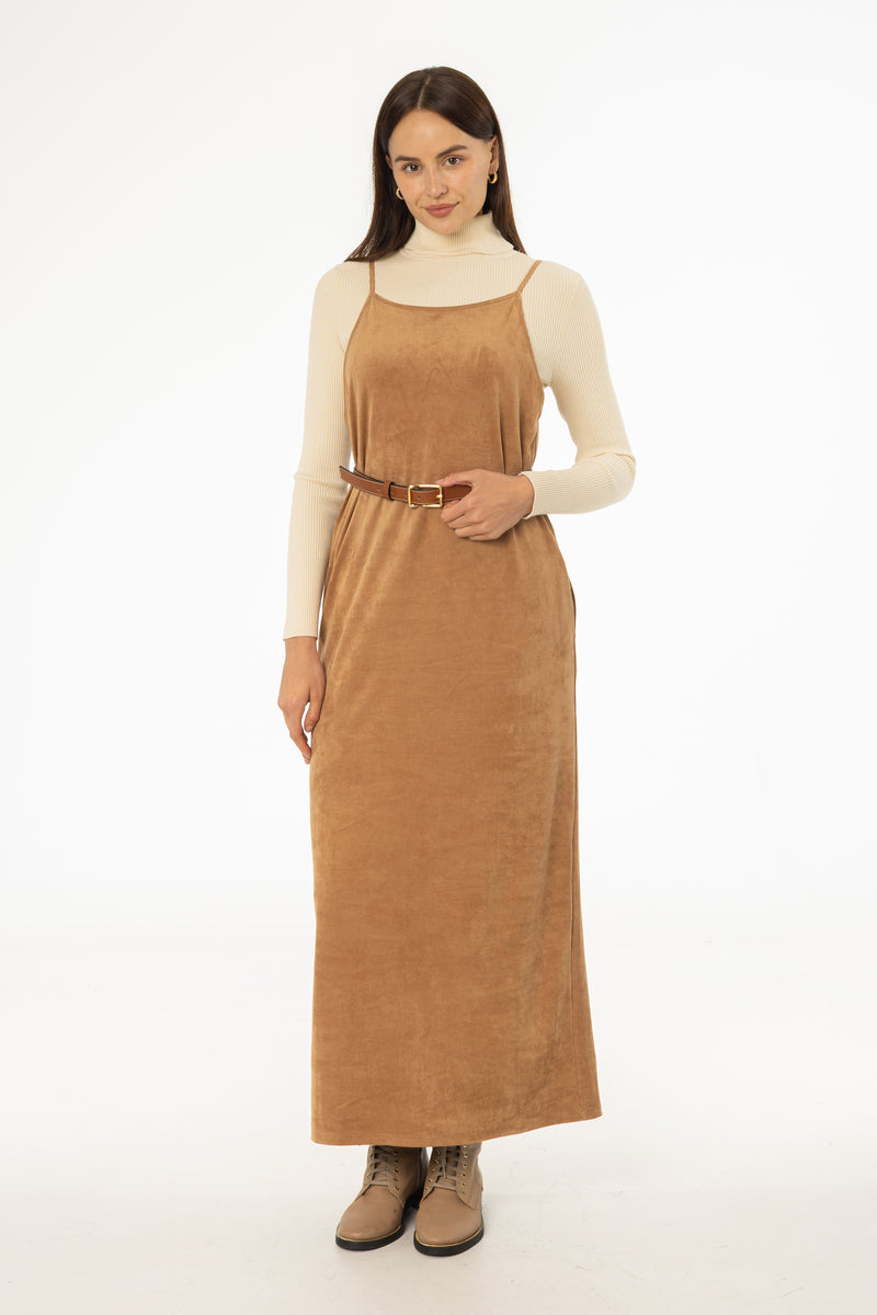 Camel Microsuede Maxi Jumper