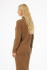 Camel Oversized Cable Knit Cardigan