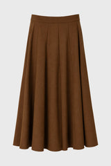 Camel Paneled Wool Feel Maxi Skirt