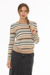 Camel Striped Knit Sweater