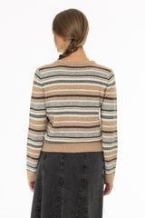 Camel Striped Knit Sweater