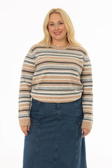 Camel Striped Knit Sweater