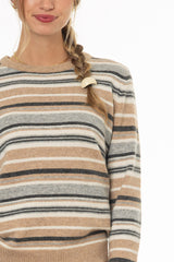 Camel Striped Knit Sweater