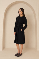 Black Cargo Sweatshirt Dress