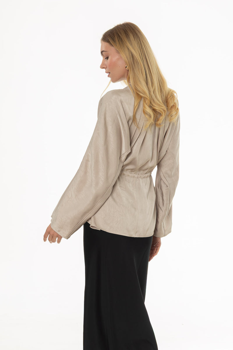 Sand Flare Sleeve Tie Blouse – BLANK