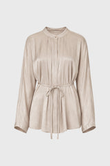 Sand Flare Sleeve Tie Blouse