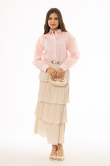 Champagne Ruffle Maxi Skirt