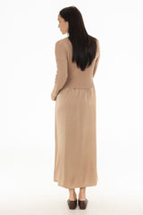 Champagne Sweater Combo Maxi Dress